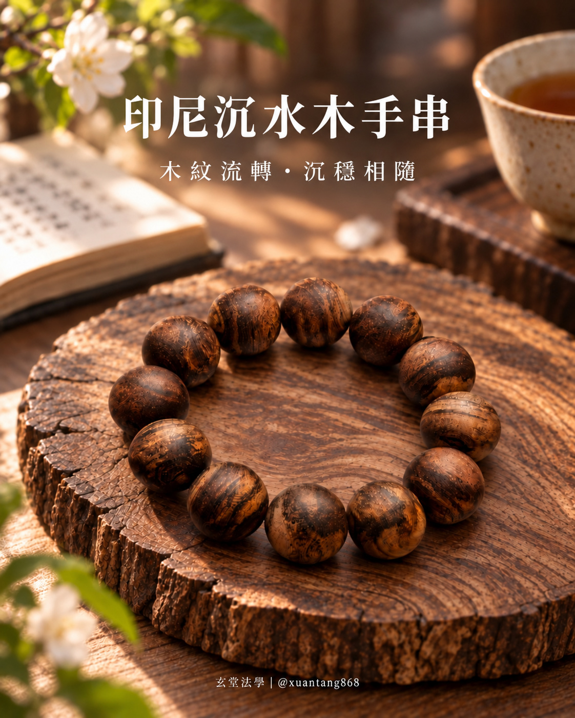 印尼沉水木手串與茶席日常情境
